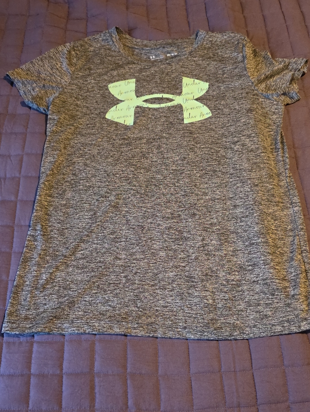 Under Armour Gray Heather Tee with Neon Green Logo